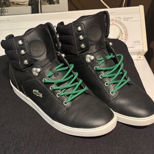 Lacoste Men's Black Sneakers with Green Laces